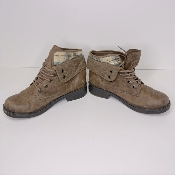 Austin Women’s 8 Brown Blue Fleece Upper Layered Round Toe Lace Up Casual Boots - Picture 11 of 15